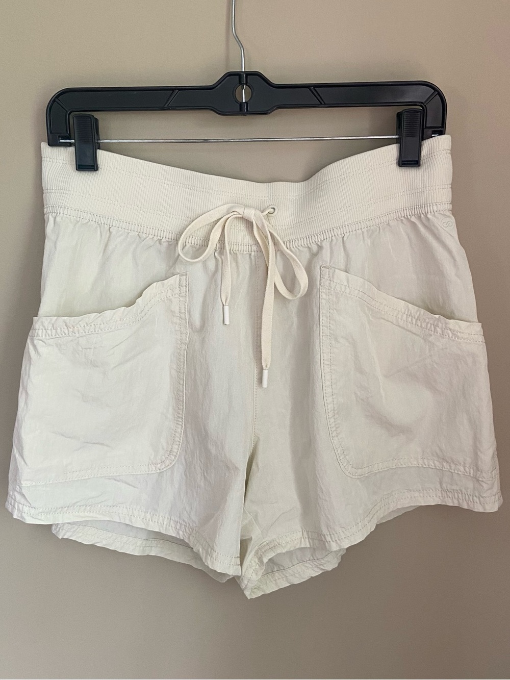 Calia Drawstring Active Crinkle Shorts - Cream Color